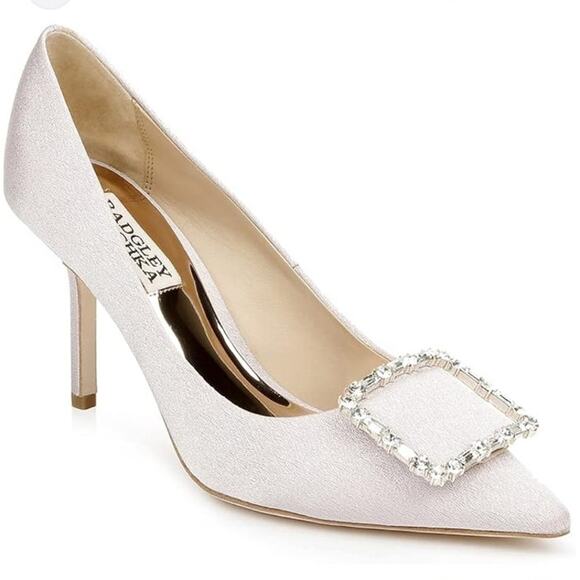 Badgley Mischka Devi Cream Ivory Satin Pump Size 7 - Picture 1 of 10